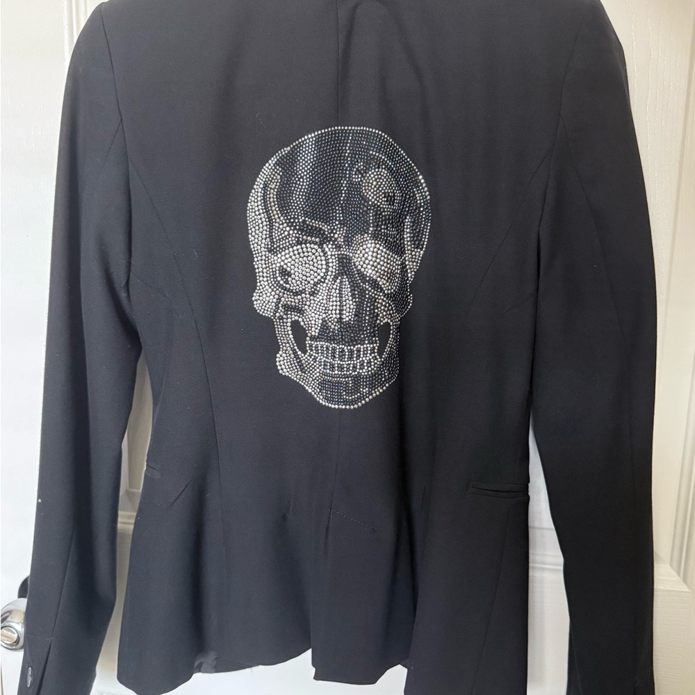 Black Blazer with Silver Skull Design